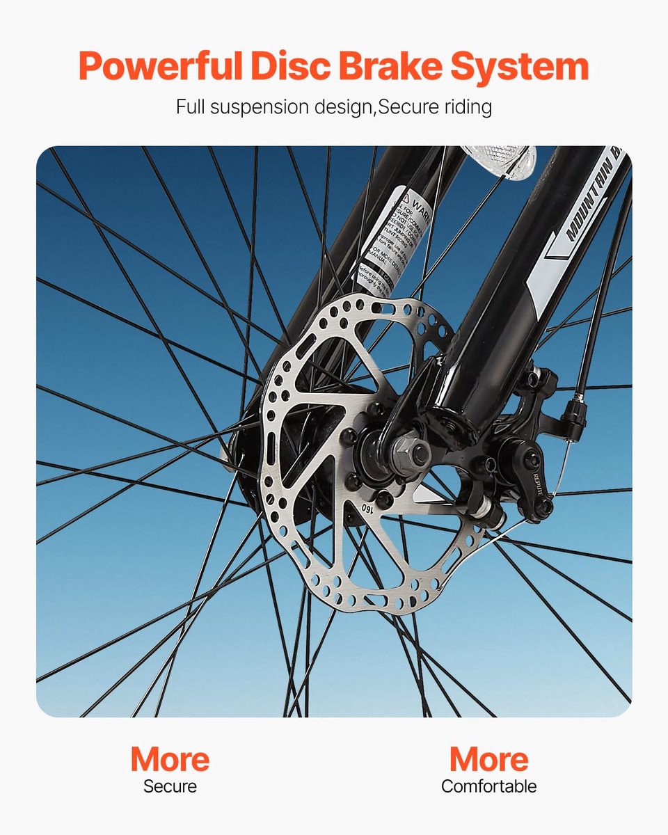 SnelShoppen - VEVOR Mountainbike met 21 Versnellingen, Aluminiumlegering Frame, Comfortabel Zadel, Dubbele Schijfremmen, Sportfiets voor Volwassenen e