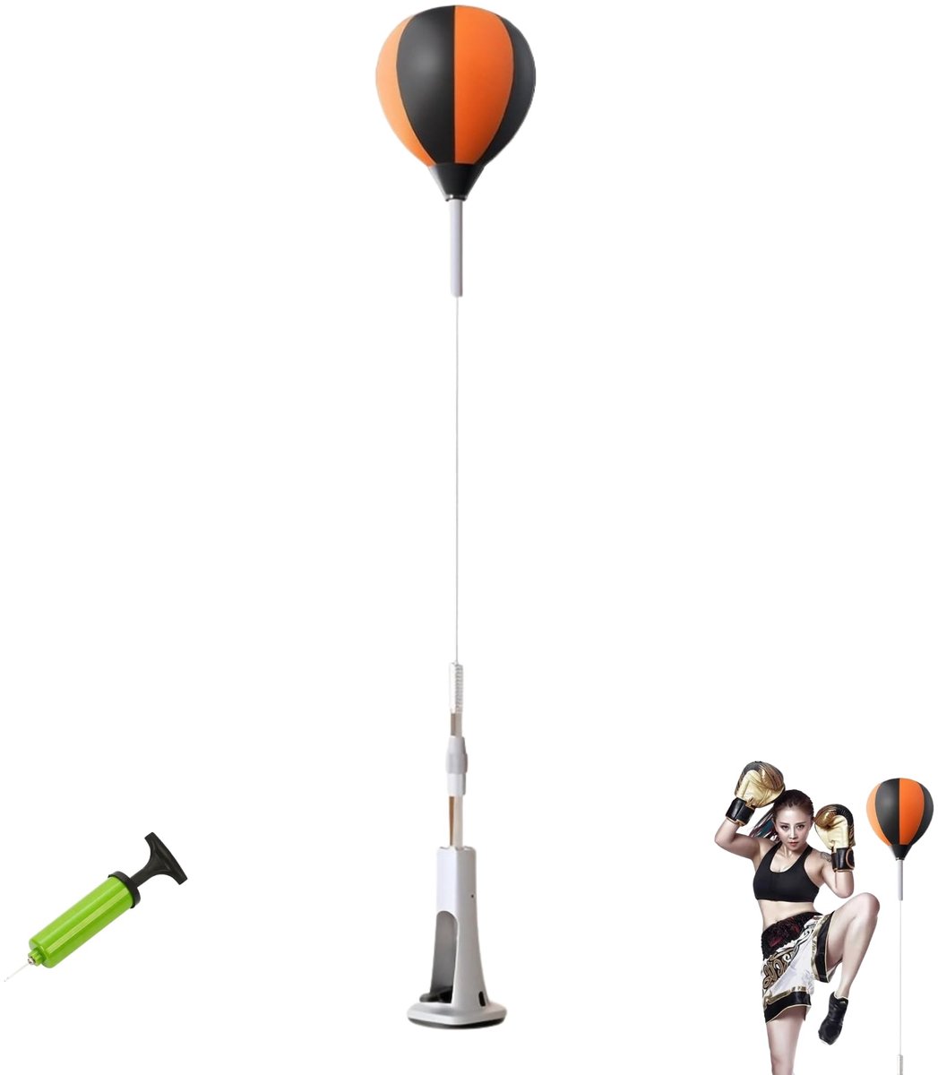 SnelShoppen - Staande Boksbal met Verstelbare Standaard 130-150 cm, 360° Terugvering en Vaste Voet, Punching Ball voor Thuis Training, Fitness, Kickbo
