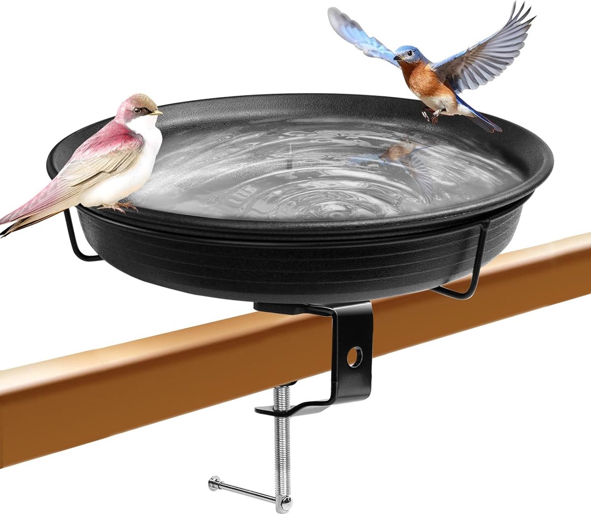 SnelShoppen - Vogelbad Balkon, Modern Vorstbestendig Hangend Vogelbad voor Grote Balkonleuning, Tuin en Balkon, Zwart, Groot en Winterbestendig, Vogel
