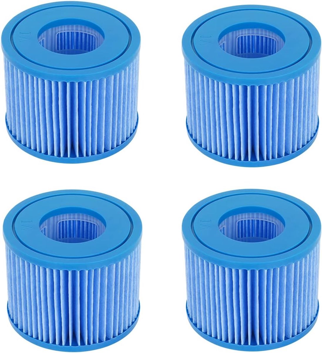 SnelShoppen - FFyan Filterpatroon Waterfilter Set van 4 Vervangende Zwembadfilters voor Bestway, Maat VI Filtercartridge, Compatibel met Lay-Z-Spa, Mi