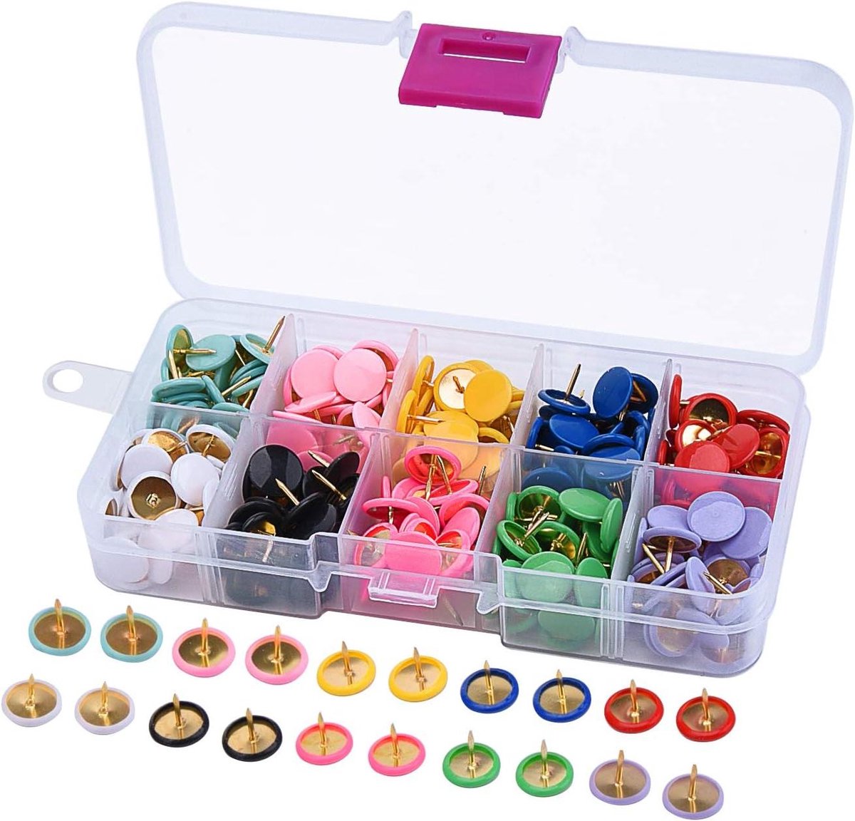 Punaises Set - Gekleurde Spelden - Borden Decoreren - 10 Levendige Kleuren - 300 Stuks - Gemengd
