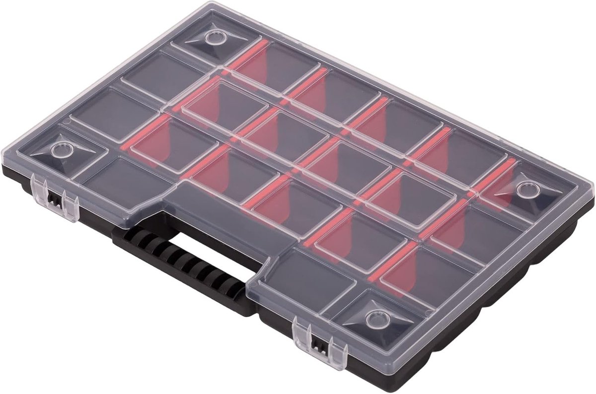 SnelShoppen - Assortimentsdoos 12 inch voor accessoires en kleine onderdelen - schroefdoos met 21 vakken - sorteerdoos 290 x 195 x 35 mm - opbergdoos