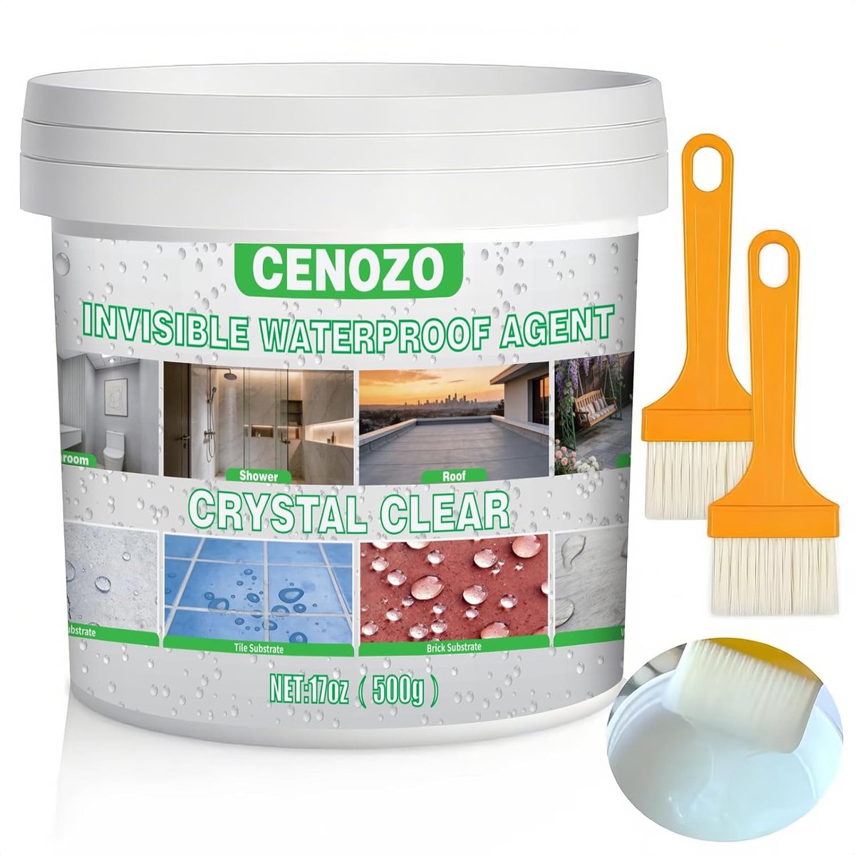 SnelShoppen - 500 g Waterdicht Afdichtmiddel - Transparante Vloeibare Kunststof Coating op Waterbasis voor Daken, Muren, Badkamer, Binnen en Buiten -