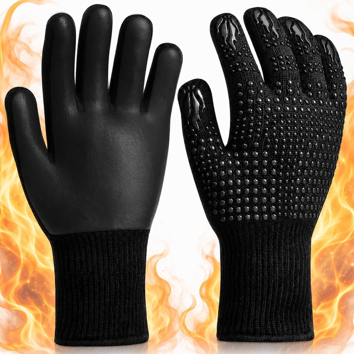 SnelShoppen - Grillhandschoenen Hittebestendig, Ovenhandschoenen Antislip Siliconen, Vuurvaste BBQ Handschoenen, Keukenkookhandschoenen voor Feest, Ca