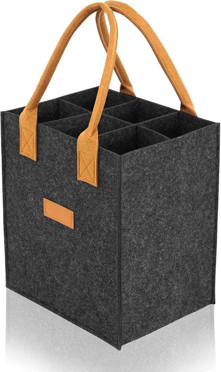 Draagbare Flessentas voor 6 Flessen, Vouwbare Tas met Scheidingswanden voor Winkelen en Picknick, Ideaal voor Outdoor Activiteiten