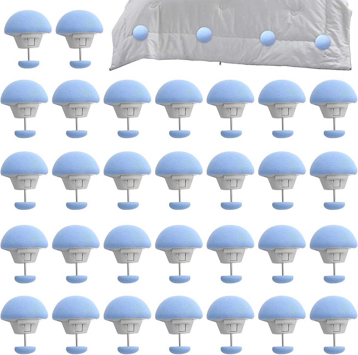 30 stuks dekbedovertrekclips, blauwe quiltbevestigingsclips, 32 x 26 mm, beddekenhouder, praktische klemmen voor - ShopVlot