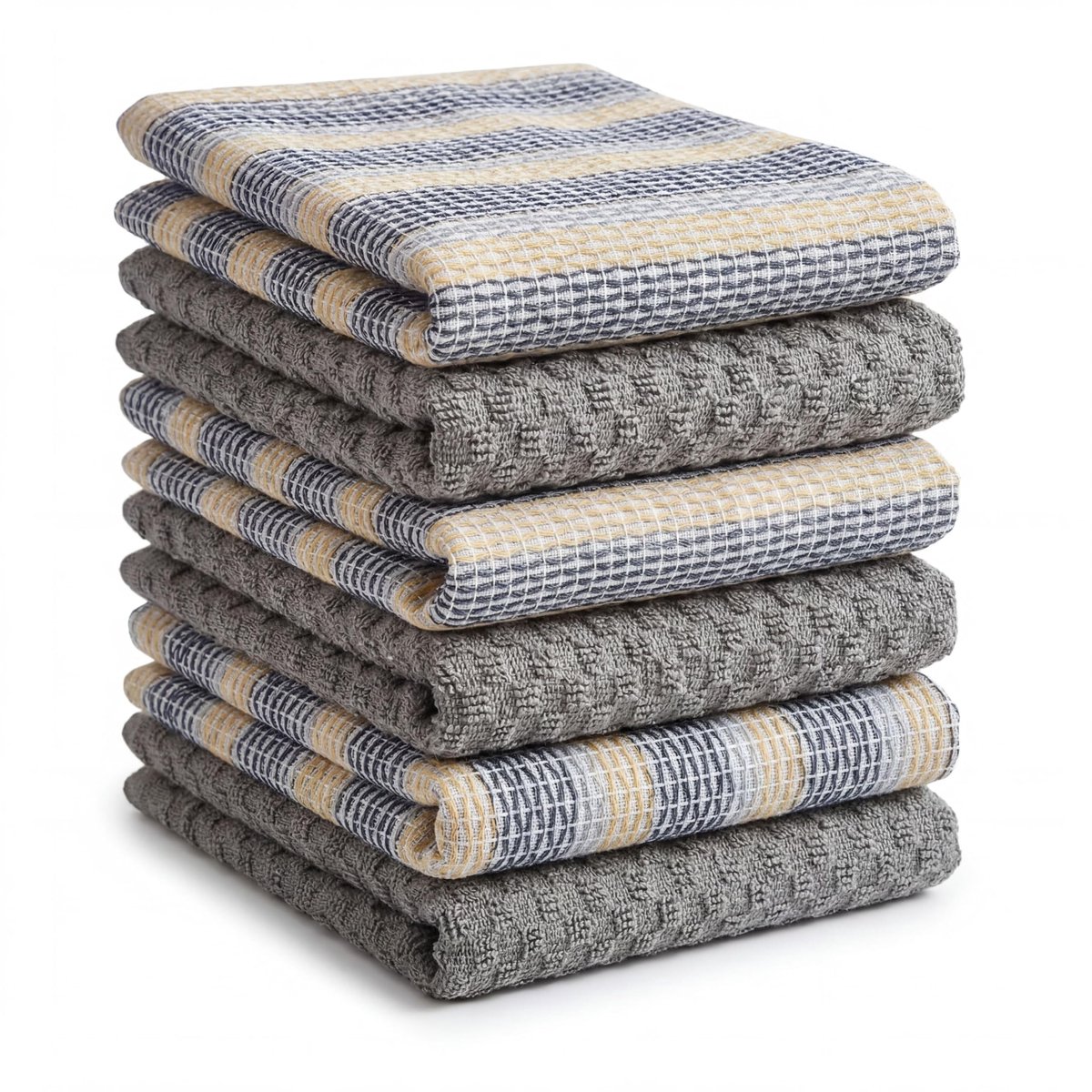 SnelShoppen - Set van 6 Premium Katoenen Keukendoeken, Absorberende Microvezel en Badstof Theedoeken in Martini Silver, Perfect voor Keuken en Feest
