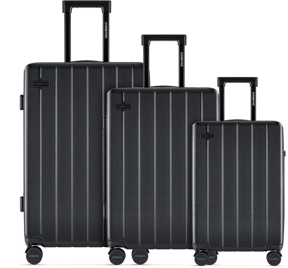 SnelShoppen - ETERNITIVE Harde Kofferset | 3-delige Lichtgewicht Reis Koffers van ABS | 360° Wielen | TSA-slot | Handbagage 37L 60L 99L | Zwart