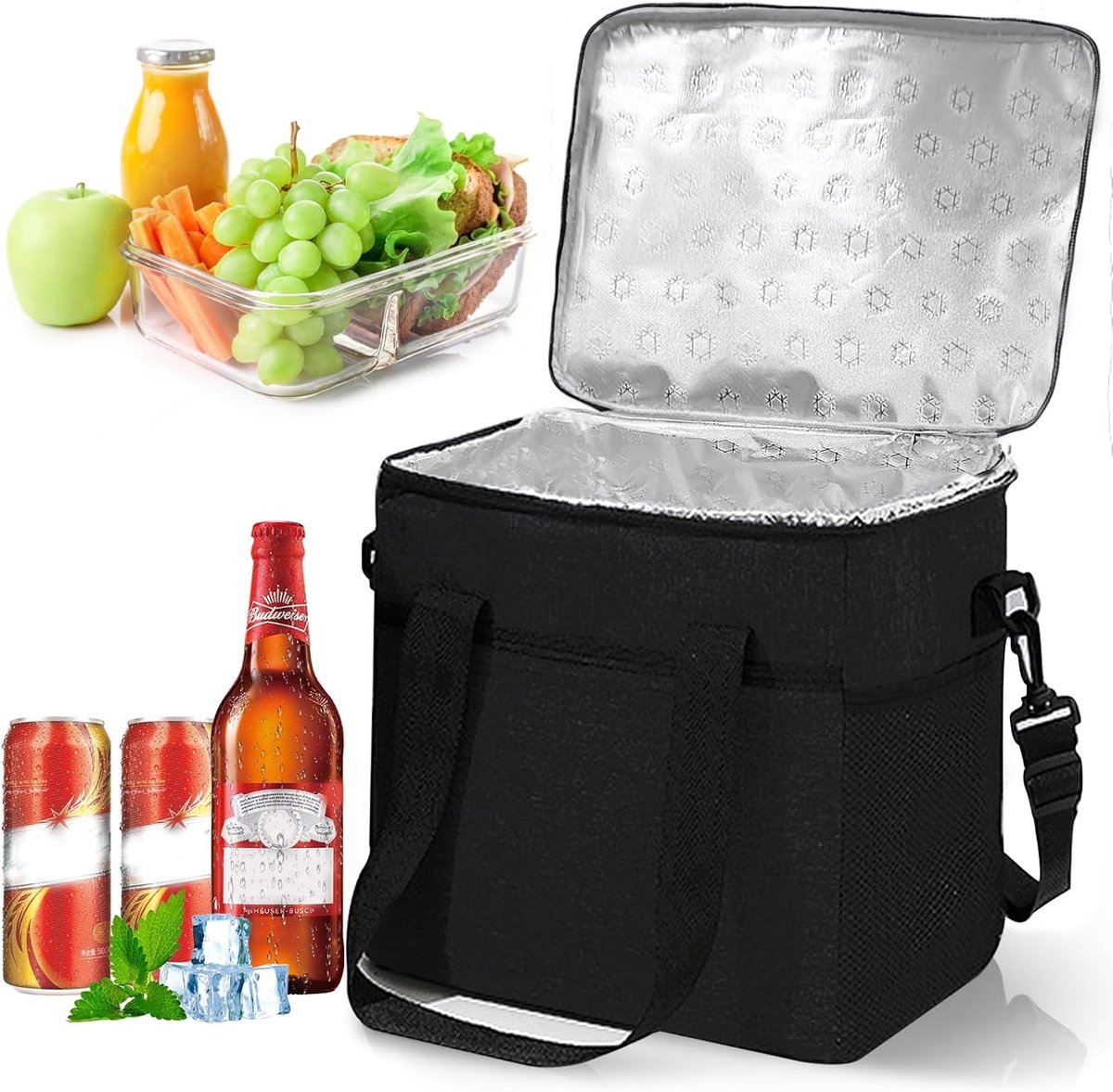 Ruime 16L Koeltas - Lekvrij, Geïsoleerd en Draagbaar voor Kantoor, Reis en Picknick