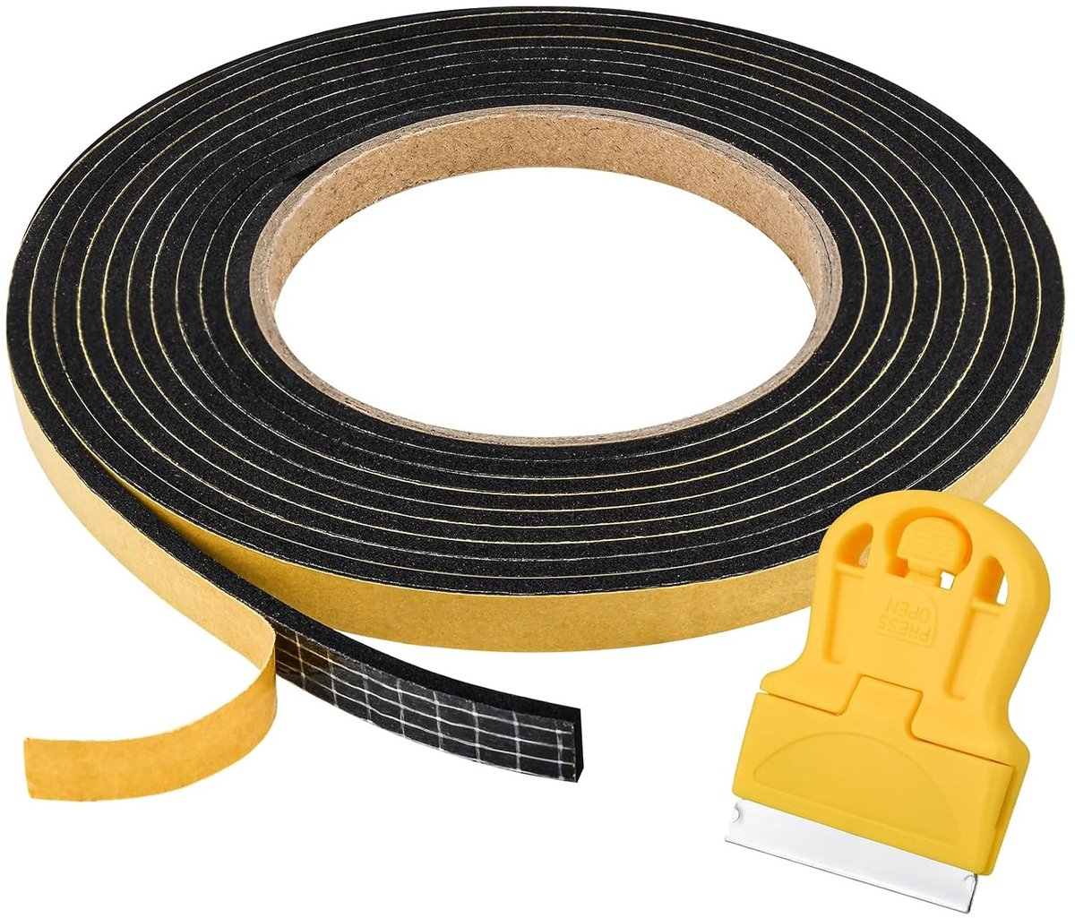 Waterdichte Sealing Tape voor Keukens en Inbouwsinks, 1 Stuk, 9 mm x 3 mm x 3.3 m, Zelfklevende Montageband met Kleine Schraper voor Perfecte Afdichting
