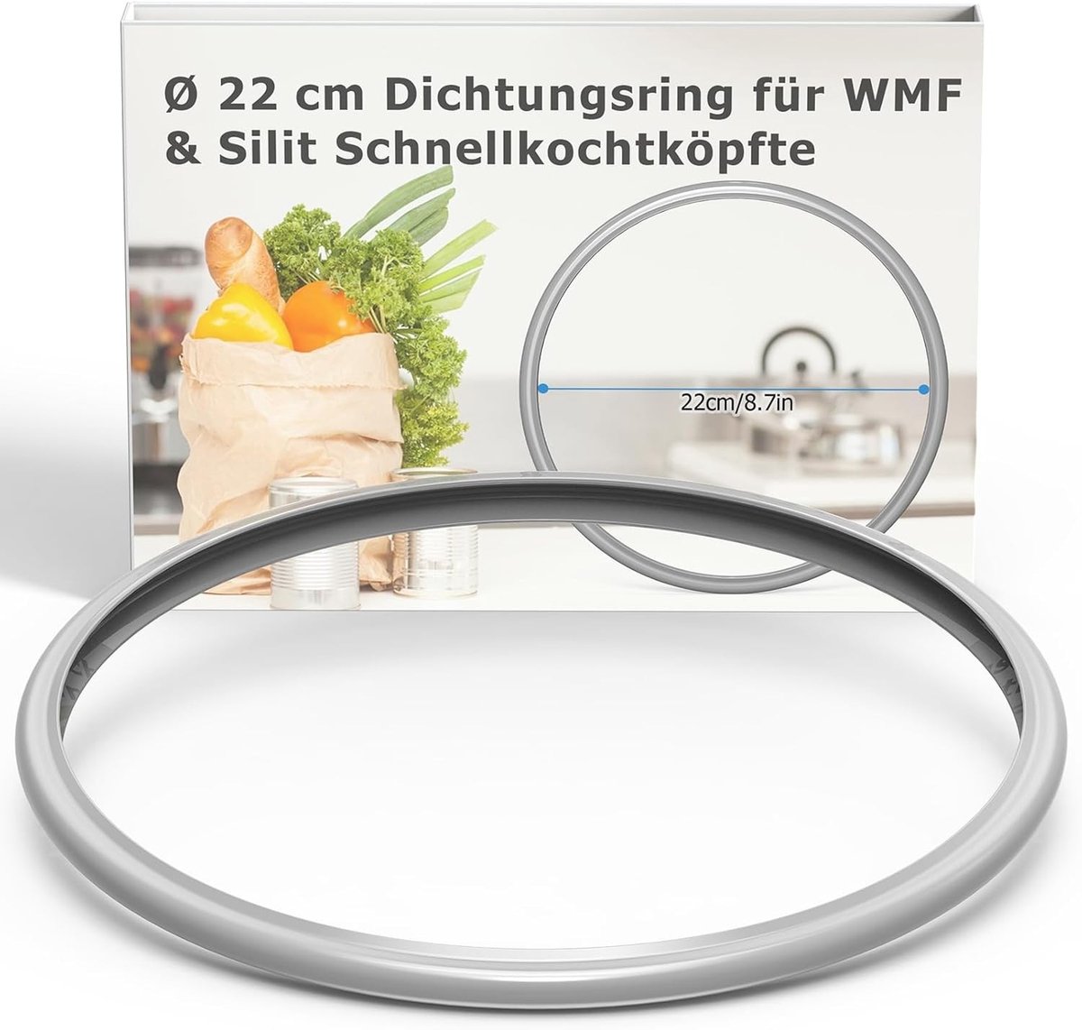 Vervangende silicone afdichtring voor 22 cm snelkookpan, geschikt voor WMF en Silit, 3L tot 8.5L, duurzame en eenvoudige installatie, vervangingsonderdeel voor drukkoker
