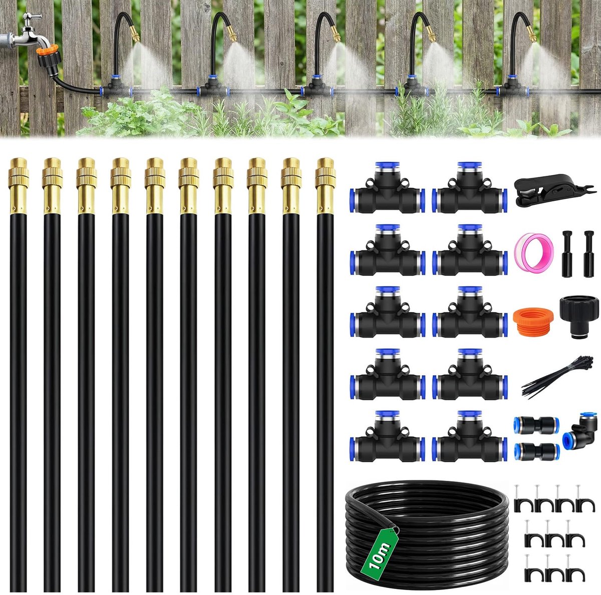 SnelShoppen - Automatisch Bewateringssysteem Tuin 360 Graden Irrigatieslang Mistirrigatiekit Instelbaar Mondstuk Voor Tuin Balkon Potplanten Buiten (1