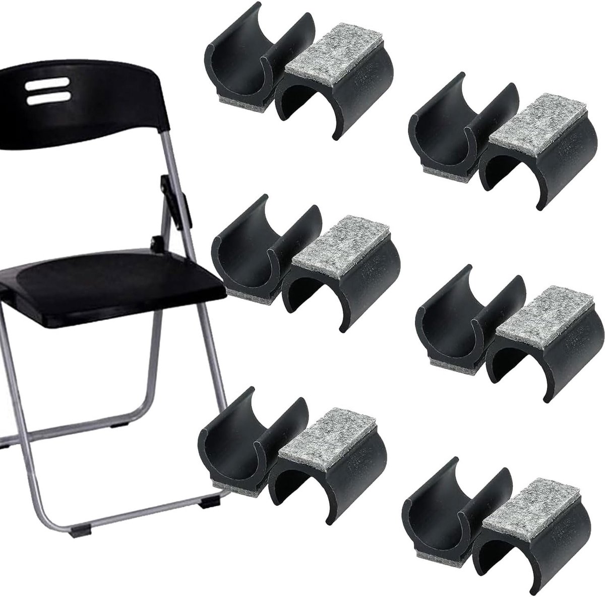Set van 12 U-vormige stoelglijders voor vloerbescherming, vilten meubelpads en kussens, diameter 24-25 mm, ideaal voor vrijdragende stoelen en bescherming van tegelvloeren