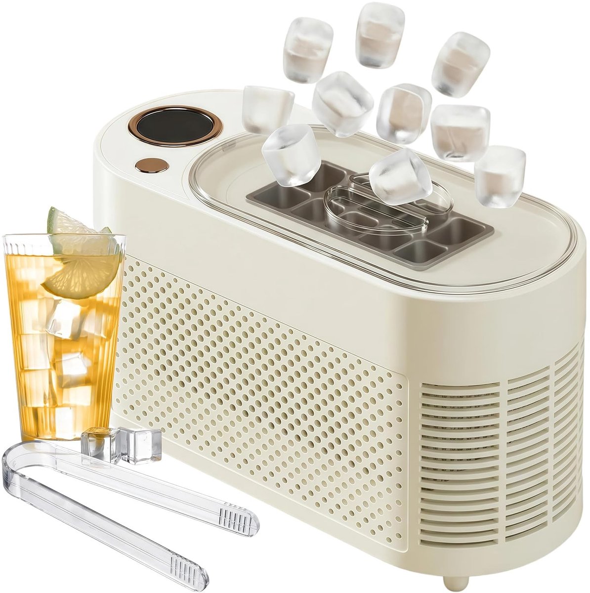 Draagbare IJsblokjesmachine voor Thuis en Buiten, Ideaal voor Camping, Feestjes en Drankjes, Ondersteunt Voertuigvoeding