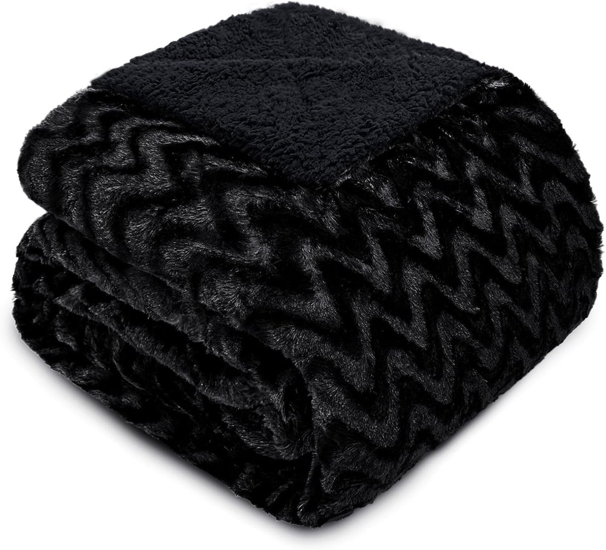 Zachte en Warme Sherpa Deken voor Bank en Bed, Fleece Dekentje voor Alle Seizoenen, 130 x 150 cm, Zwart