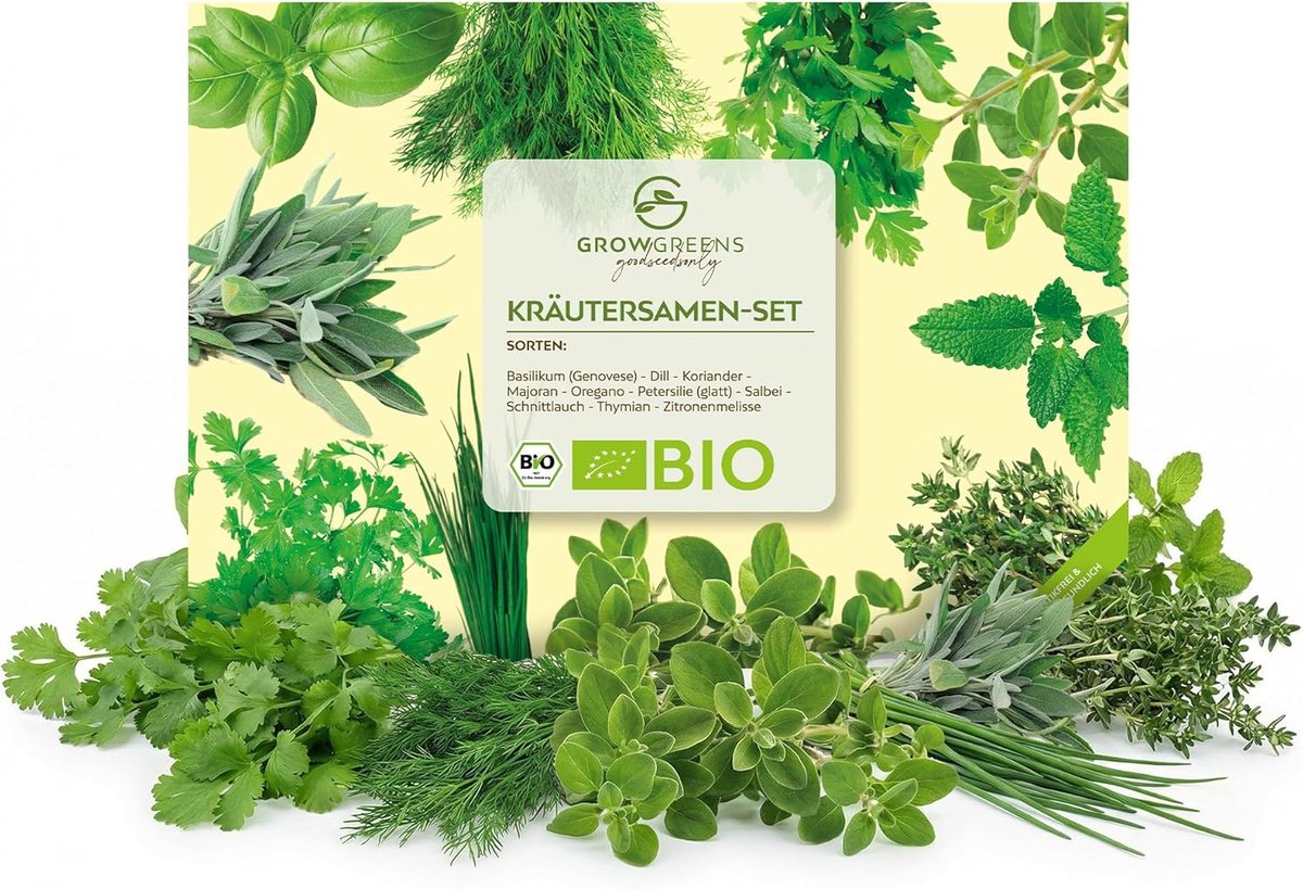 SnelShoppen - Biologische Kruiden Zaden Set - Beginnersvriendelijke Kruiden voor Kruidentuin, Balkon & Tuin - Ideaal voor Keuken, Koken & Tuinieren -