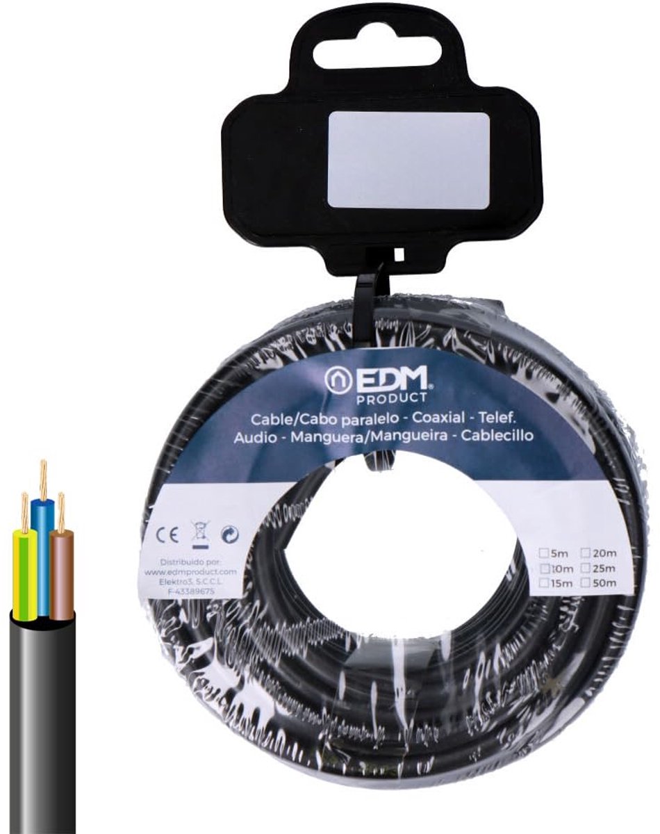 SnelShoppen - H05VV-F Slanghaspel 3x1 mm Zwart 20 Meter Lengte - Ideaal voor Thuis en Professioneel Gebruik, Sterk en Flexibel voor Al je Klussen