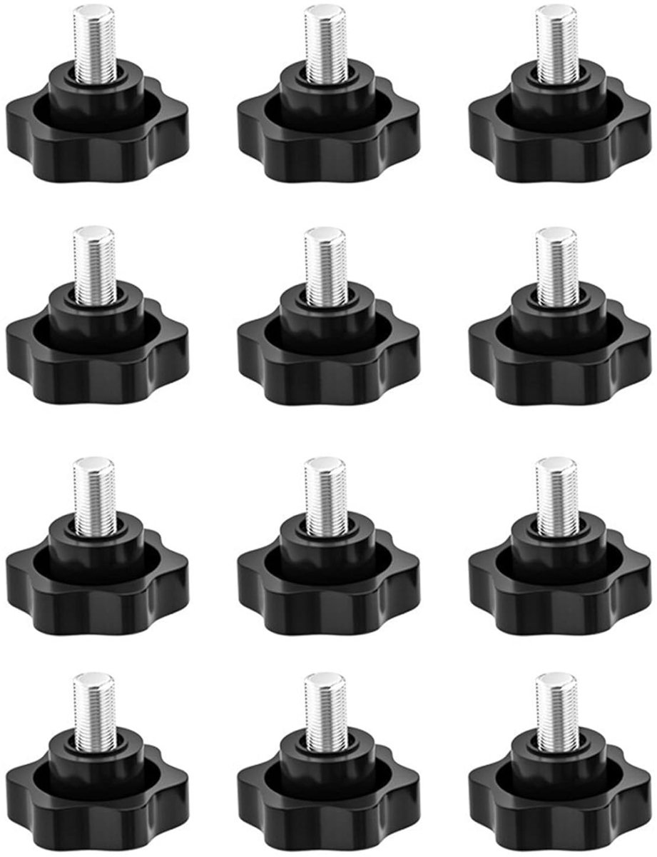 Knop met Stergreep en Schroeven - 12 Stuks Verstelbare Klemknoppen voor Bevestiging en Montage (M4 x 12mm)