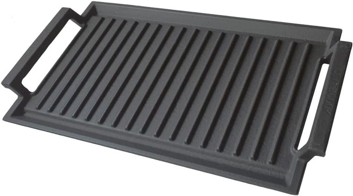 Gietijzeren Grillpan Rechthoekige Bakplaat Buiten Koken Gelijkmatige Warmteverdeling 43 x 23 cm Zwart