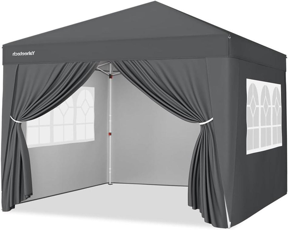 Pop-up paviljoen - Feesttent Tuin - Outdoor Evenementen - Verstelbare Hoogte - 3x3 Meter - Donkergrijs