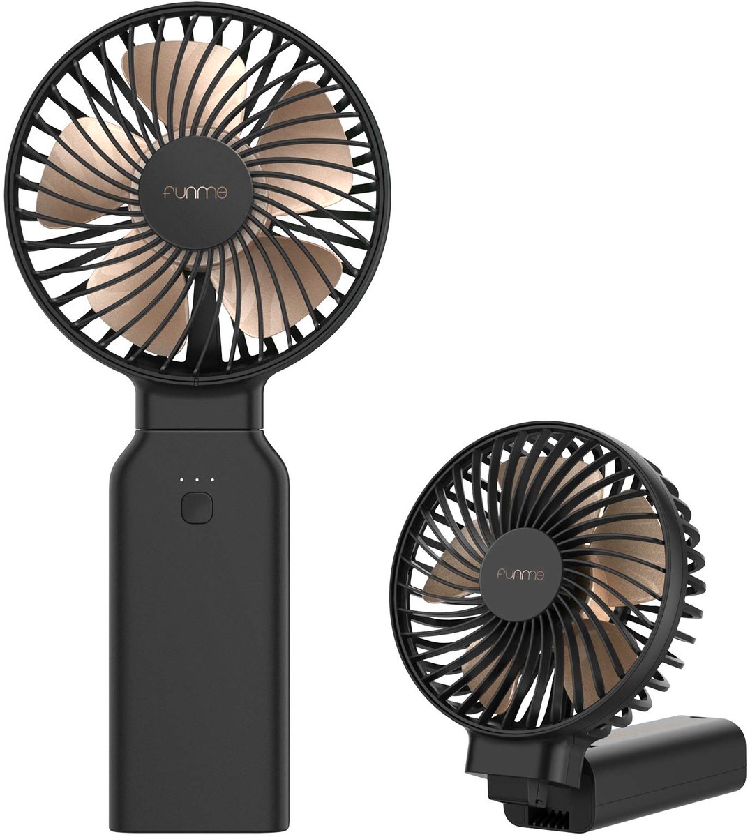 SnelShoppen - Oplaadbare Draagbare Ventilator 9000mAH met 53 Uur Gebruikstijd, Stille Handheld Ventilator in Zwart, Perfect voor Reizen, Kantoor, Stra