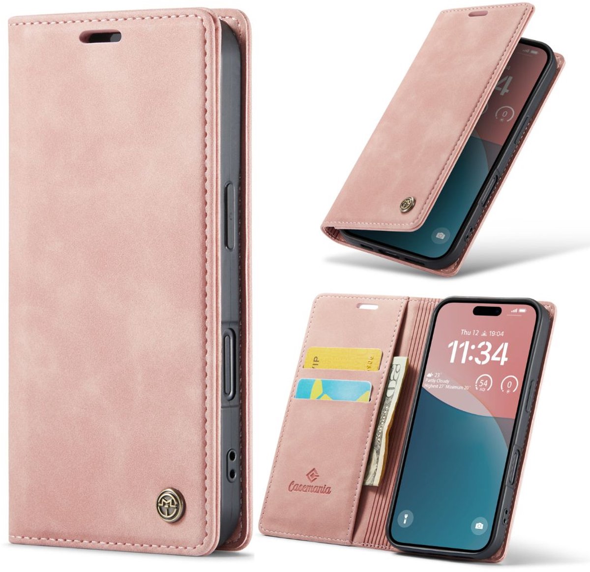 Casemania Hoesje Geschikt voor Apple iPhone SE (2022 & 2020) - Pale Pink - Dunne Portemonnee Book Case - Slim Wallet Case met Pasjeshouder