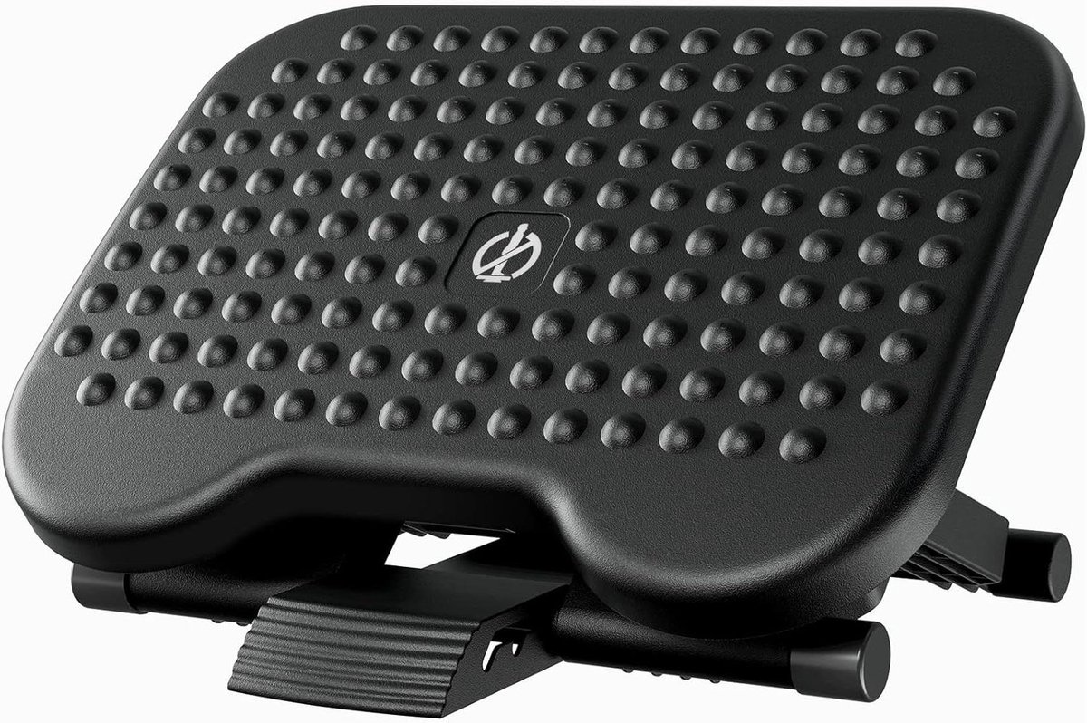 Verstelbare Voetensteun - Ergonomische Steun - Comfortabel Zitten - Met Massagefunctie - 45x33 cm - Zwart