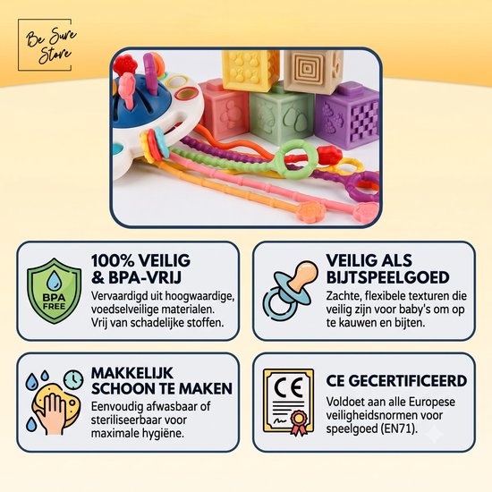 Be Sure Store® 4-in-1 Montessori Speelset - Educatief - Baby Speelgoed - Stapeltoren - Vormenstoof - 31 Delig - Vanaf 1 Jaar van Be Sure Store® — afbeelding 4