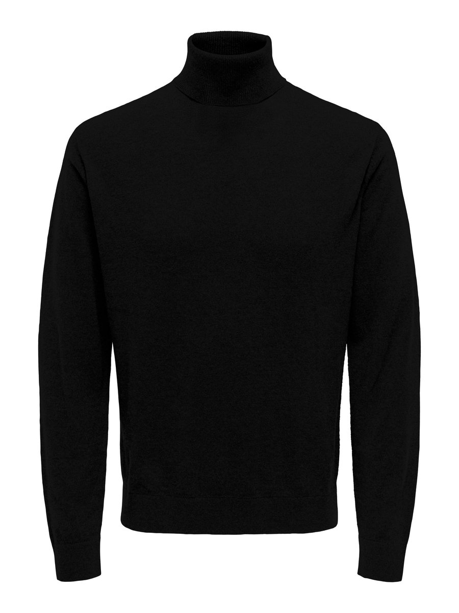 Only & Sons Trui Onsloui Reg 12 Mel Roll Knit Noos 22030071 Black Mannen Maat - XL