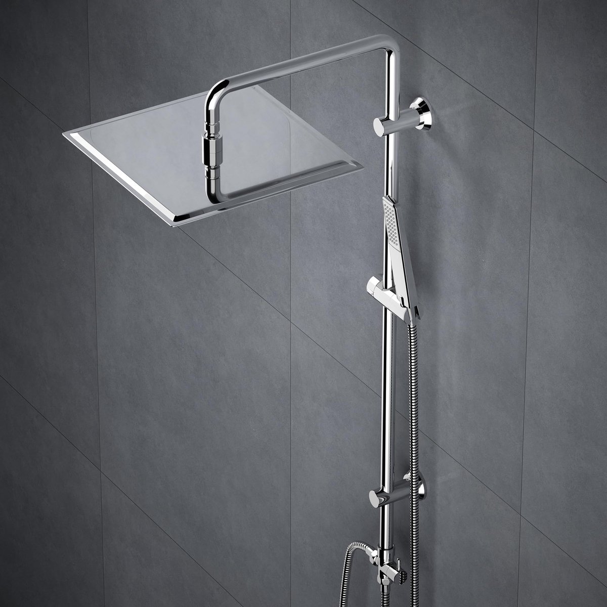 SnelShoppen - Douchesysteem Doucheset Regendouche Badkamer Douchekolom met Handdouche en Douchekop Hoofddouche Roestvrij Staal 30x30cm Luxe Badkuip Ac