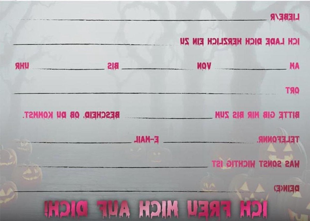 Uitnodigingskaarten Halloween - Feestkaarten - Feest Organiseren - Voorgedrukte Velden - 12 Stuks - Meerkleurig