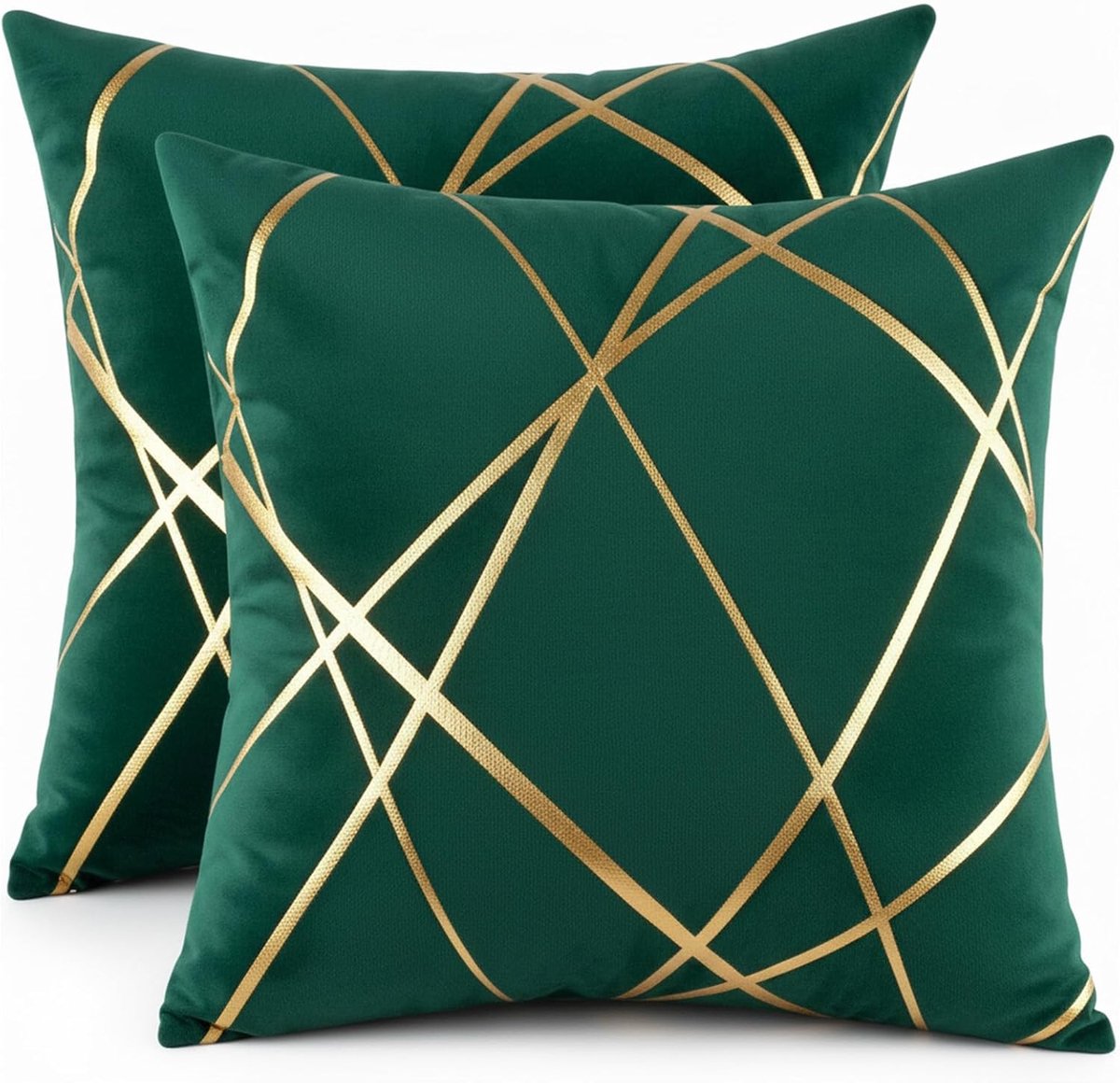 Miuyunya Luxe fluwelen kussenhoezen voor bank, woonkamer, slaapkamer, set van 2, 40 x 40 cm, goudgestreept - ShopVlot