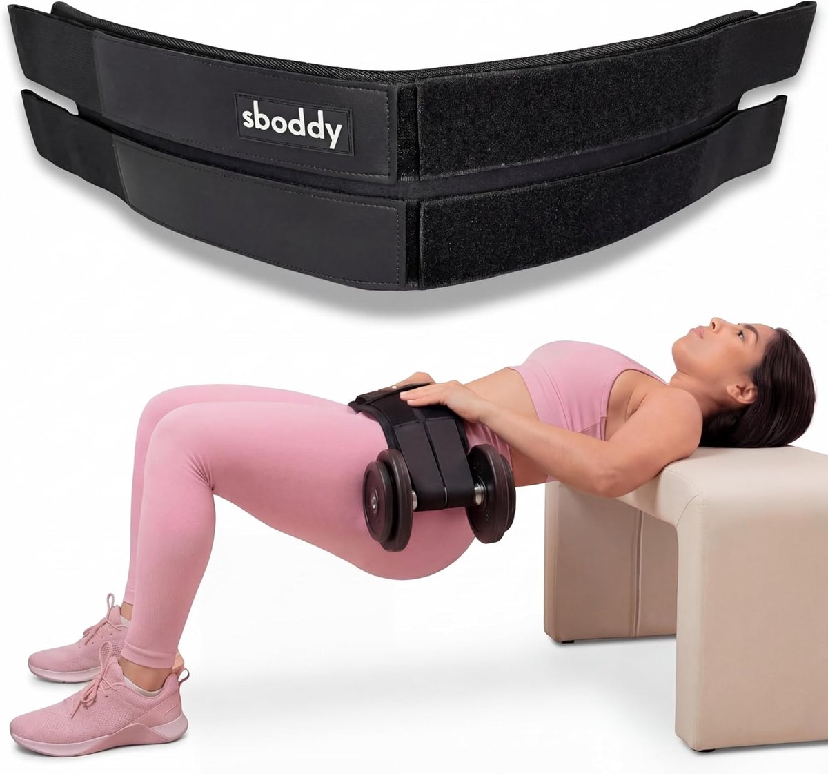 SnelShoppen - Heupstootgordel voor Korte Halters, Kettlebells en Gewichtsschijven - Comfortabele Trainingsgordel tot 180 kg - Dubbel Gordelsysteem - B