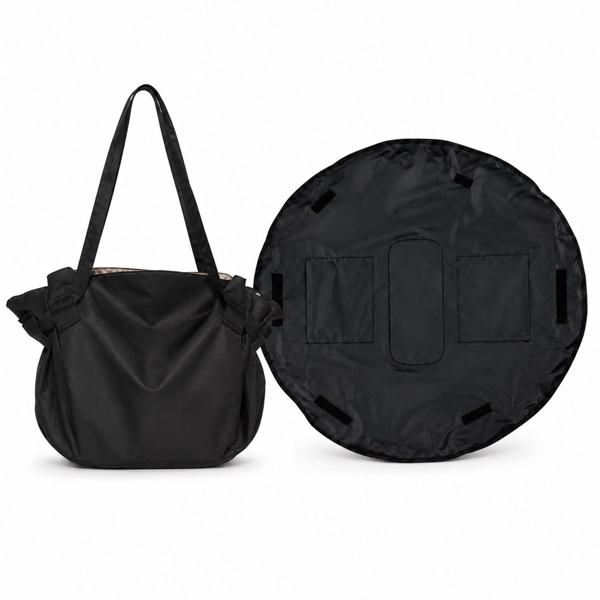 Sercano 2-in-1 Picknicktas met Picknickkleed – Opvouwbare Schoudertas en Strandtas 20L – Picknickmat met Meerdere Vakken – Voor Strand, Park, Festival en Camping – Zwart