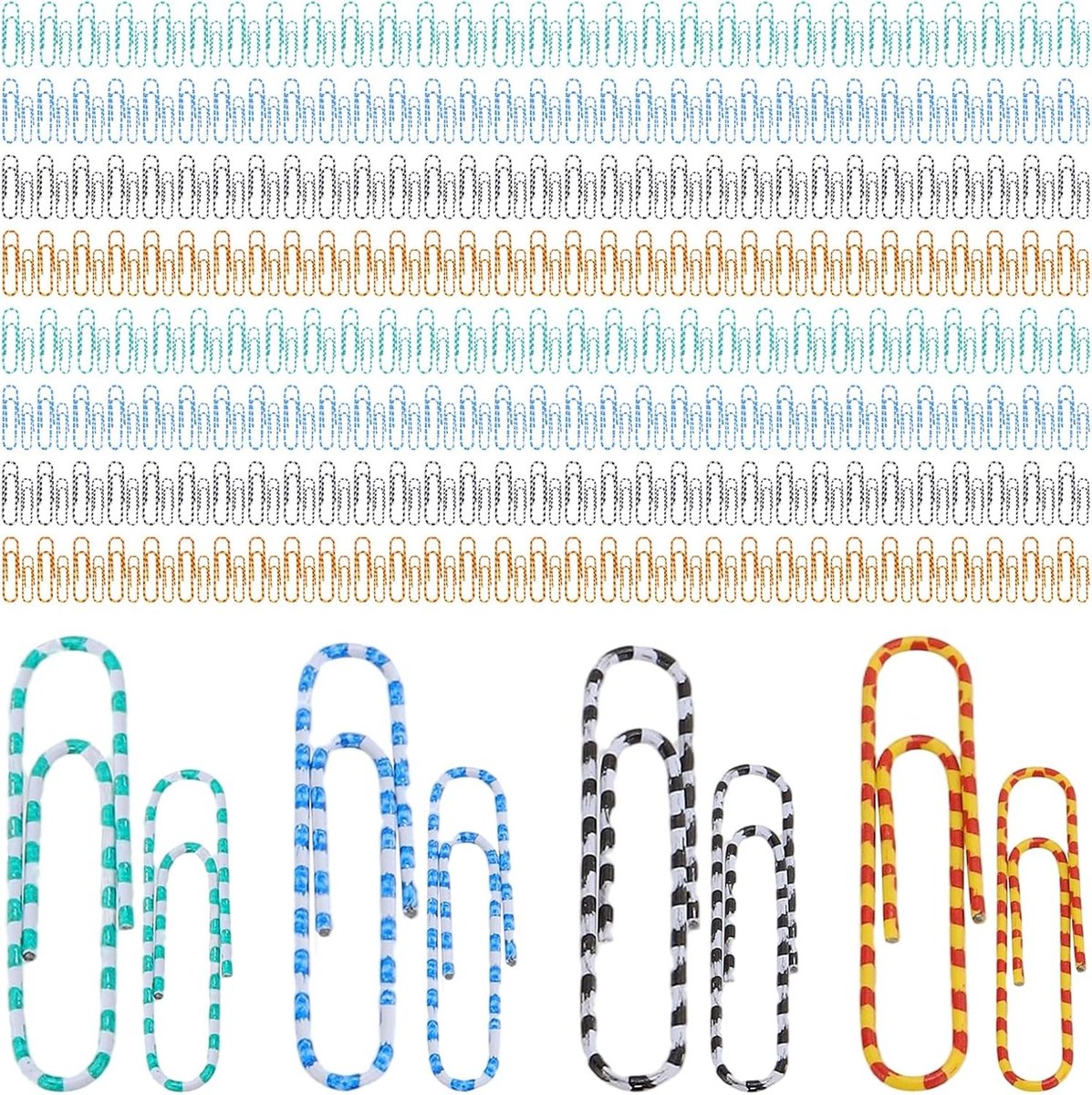 Set van 500 metalen paperclips in diverse kleuren, 32 mm en 50 mm, ideaal voor kantoor en school, kleurrijke kantoormaterialen