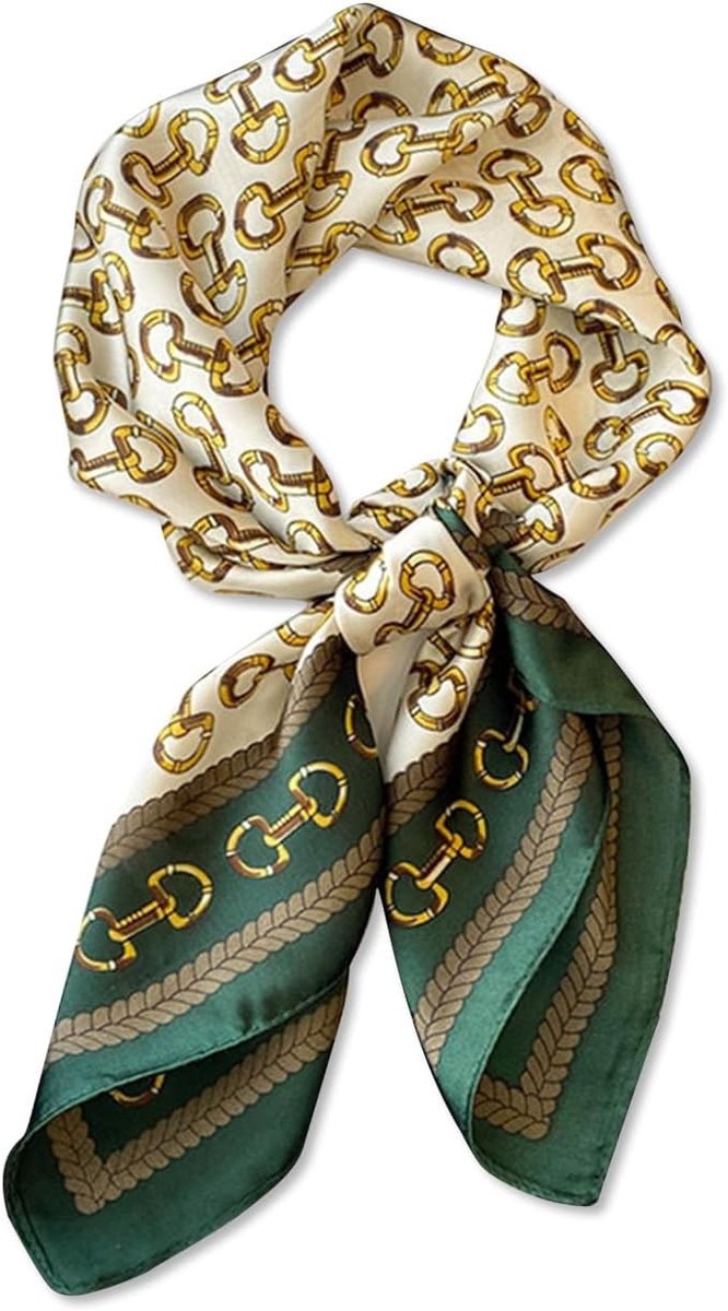 Dunne Zijde Sjaal voor Vrouwen met Vintage Geometrisch Patroon en Kleurrijke Print - Multifunctionele Neckerchief en Haarband