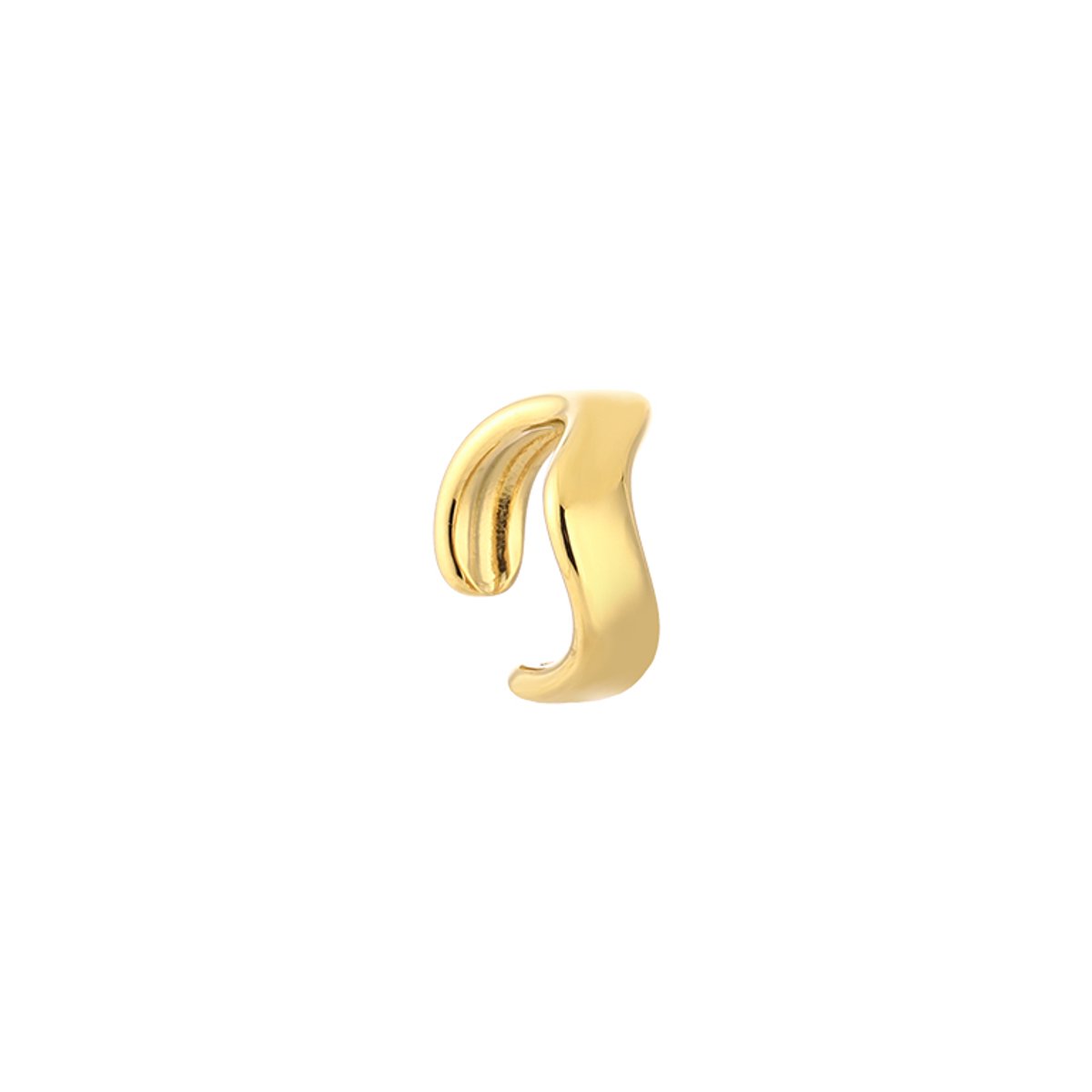 Stainless Steel Organic Wave Ear Cuff – 1Stuk - Luxe Vloeiende Earcuff – RVS - Goud