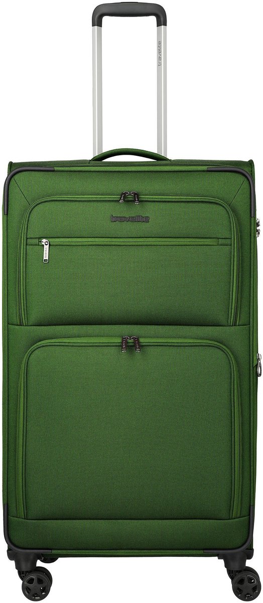 Travelite Cubis 4 wielen Trolley L 83 cm met uitbreidingsplooi - Zachte bagage - TSA slot - green