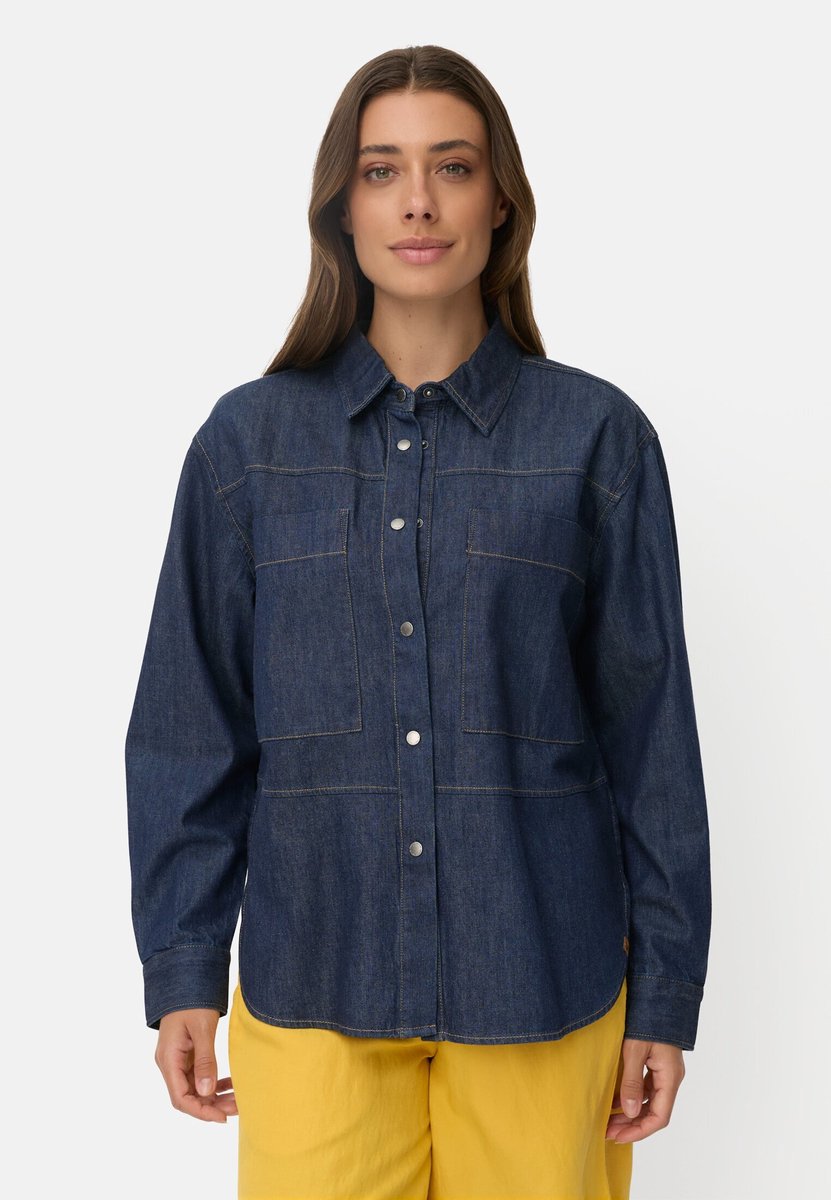 camel active Jeansblouse met borstzakken - Maat womenswear-3XL - Indigo Blauw