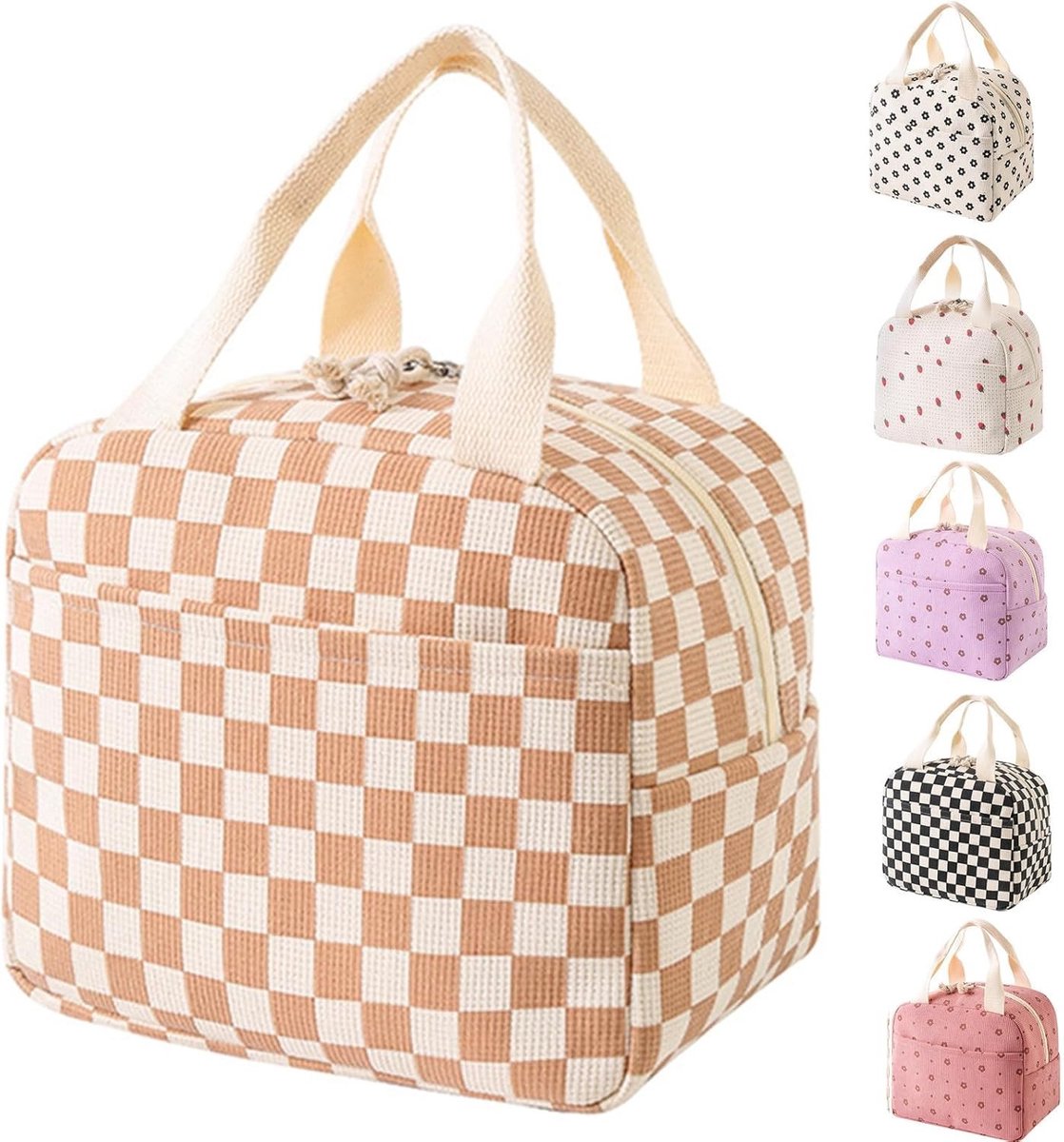 Isolerende Lunchtas voor Volwassenen en Kinderen, Corduroy Koeltas voor Picknick en Werk, Lunch Organizer voor Buitenactiviteiten