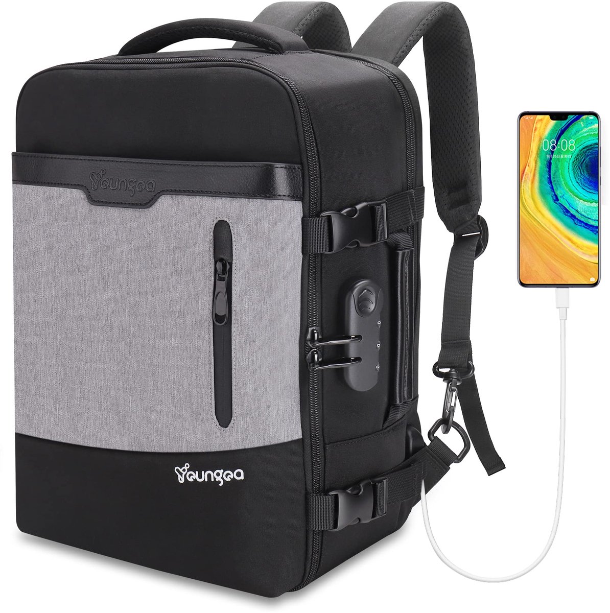 SnelShoppen - Handbagage Cabin Bag 40x20x25cm voor Ryanair Onderstoel Bagage 20L Lichtgewicht Grijs Reis Koffer Handtas Weekendtas