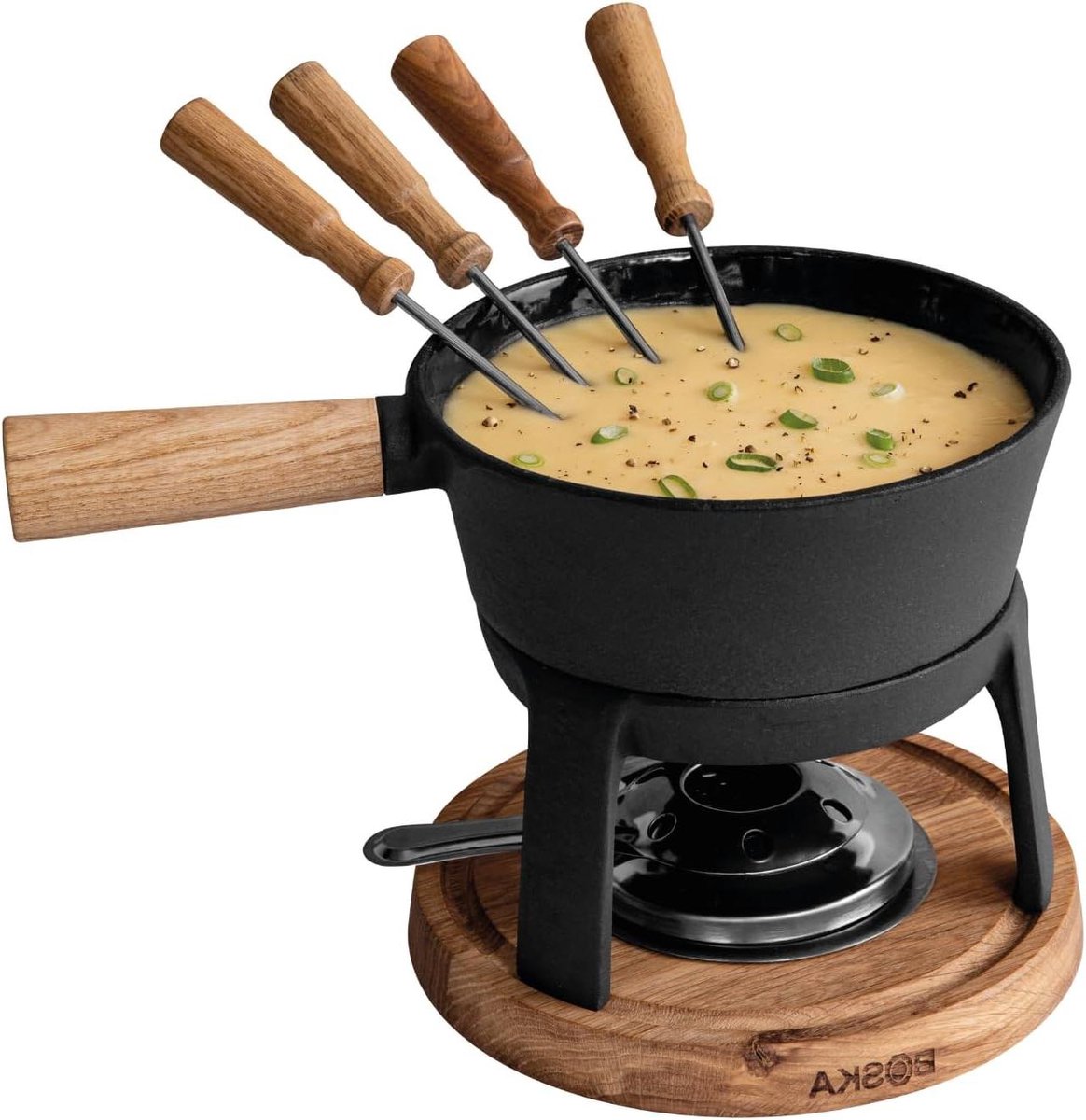 Fondue Set - Kaasfondue Pan - Gezellig Tafelen - Voor Elke Warmtebron - 12 Liter - Bruin/Zilver/Zwart