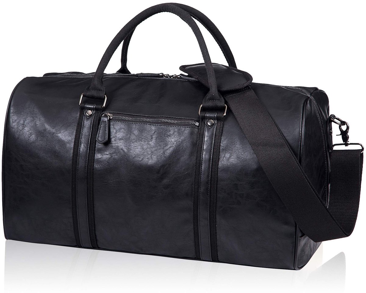 SnelShoppen - Waterdichte Reistassen voor Heren en Dames, Grote Weekendtas met Hoge Capaciteit, Sporttas, Handbagage, Zwart, 53.8 cm x 27.4 cm x 29.7