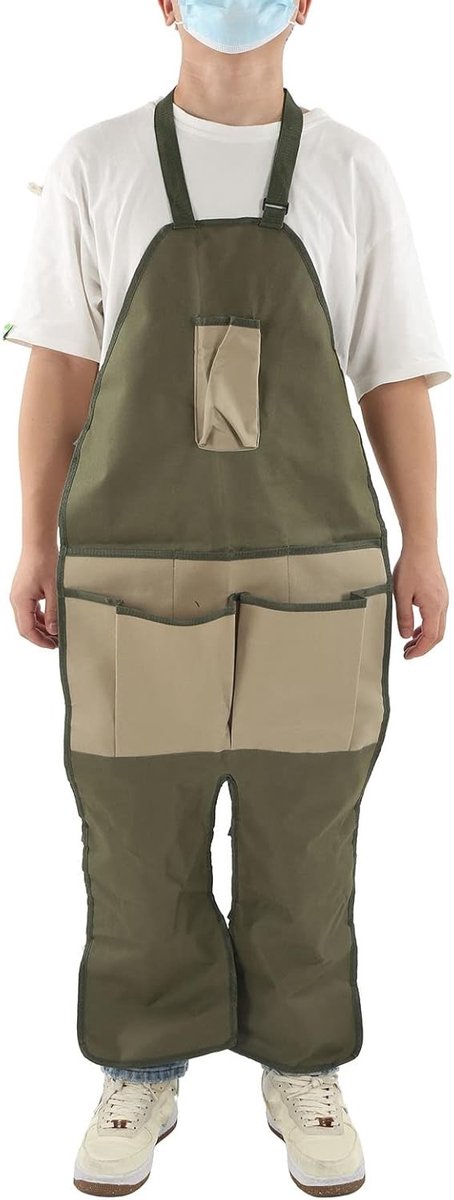 Tuinschort met Gespleten Benen, 600D Oxford Stof, Veelzijdige Opbergzakken, Vuilafstotend en Slijtvast - Ideaal voor Tuinieren, Pottenbakken en Tattoo Kunstenaars, 118 x 45 cm