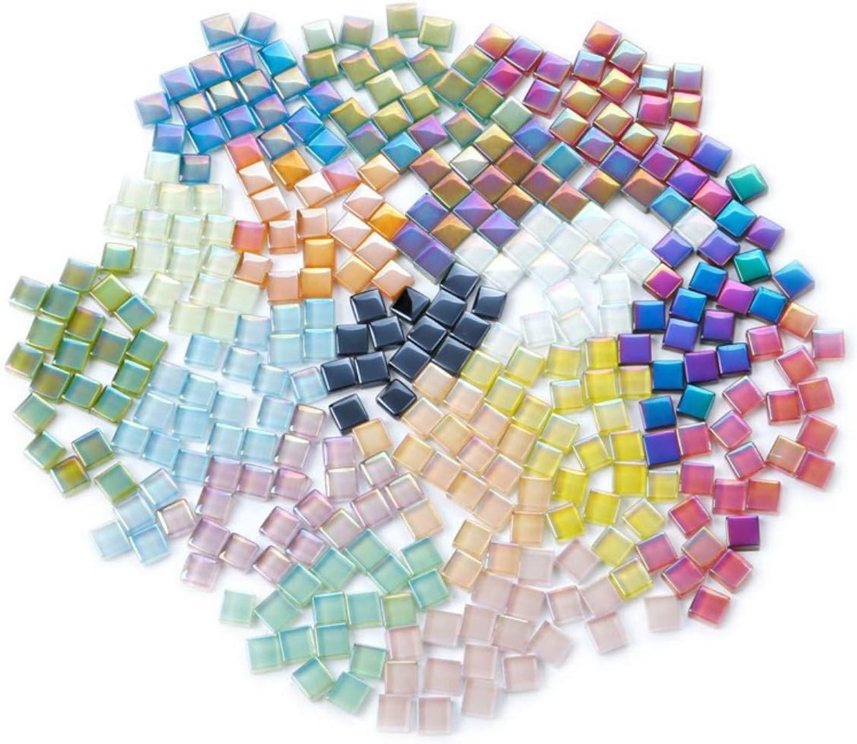 Gemengde Kleur Kristal Mozaïektegels, 200 Stuks Vierkante Glazen Mozaïektegels voor DIY Creatieve Projecten en Kunstmaterialen