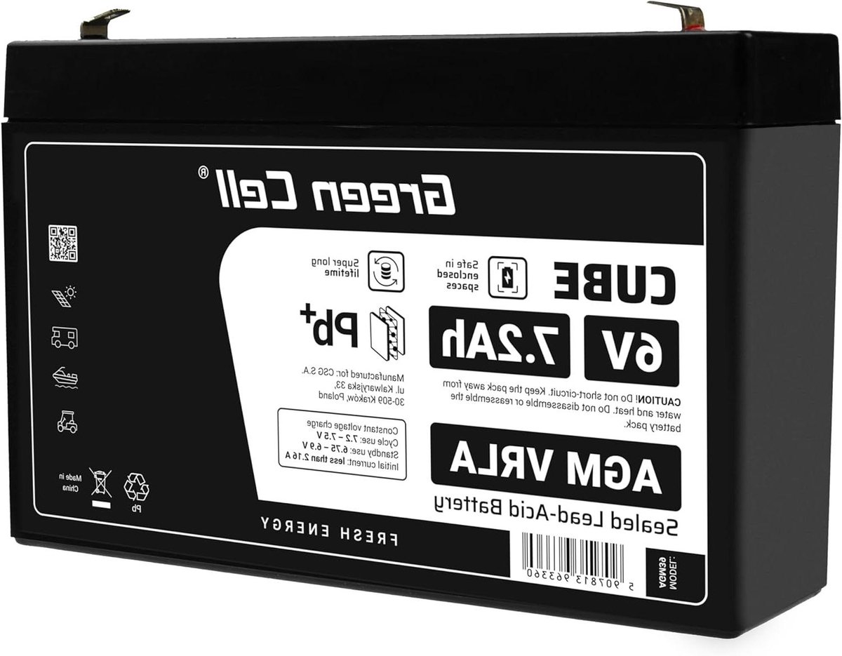 Gel accu - Oplaadbare batterij - Noodstroomvoorziening - Onderhoudsvrije AGM - 6V 7.2Ah - Zwart