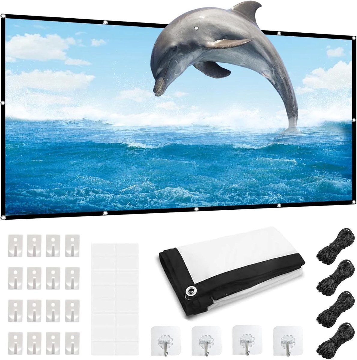 Hanging Double Sided Projectie Scherm 30cm - HD Vouwbaar Canvas voor Thuis, Kantoor en Buitenactiviteiten