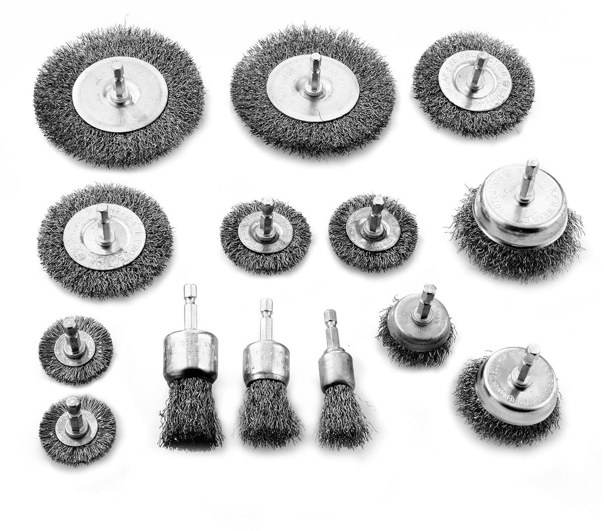 Metaalborstel set 14-delig - Diverse maten 19/25/38/40/50/75/100 mm - Voor roest- en verfverwijdering - ShopVlot