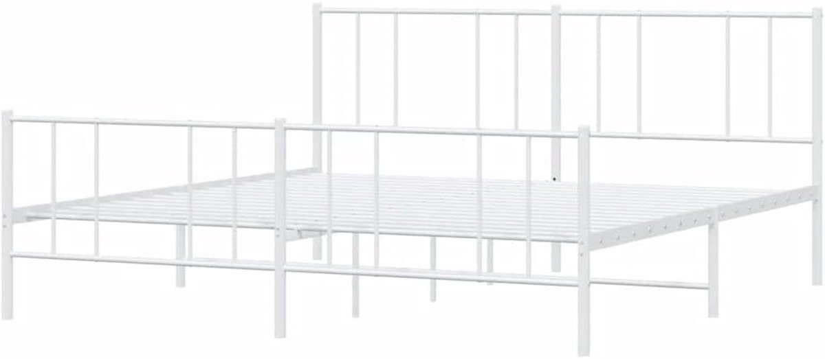 Bedframe met randen - Ledikant metaal - Slaapkamer inrichten - Robuuste staalconstructie - 200x200 cm - Wit