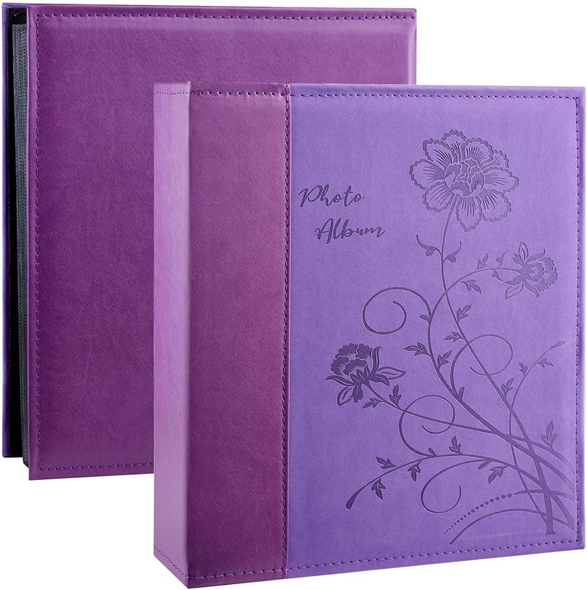 Fotoalbum voor 400 Foto's - Extra Groot Leer - Perfect voor Bruiloften en Familieherinneringen - 10x15 cm Verticale en Horizontale Indeling (Paars)
